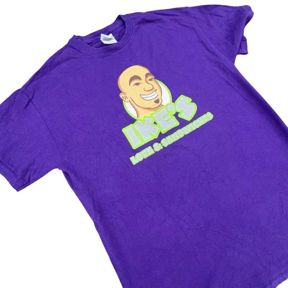 Ike's Love & Sandwiches Purple T-Shirt Restaurant Promo Graphic Tee Medium - Picture 3 of 8